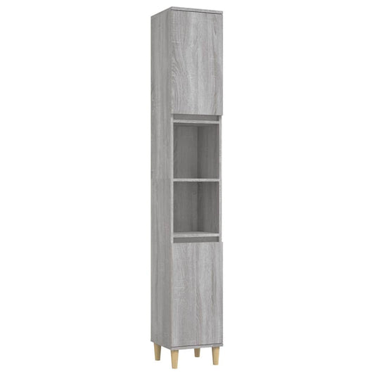 Bathroom Cabinet | Grey Sonoma | Engineered Wood, Solid Eucalyptus Wood
