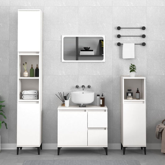 Bathroom Cabinet | White | Engineered wood, metal | 30 x 30 x 100 cm
