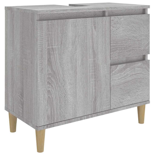 Bathroom Cabinet | Grey sonoma | Engineered wood, solid eucalyptus wood