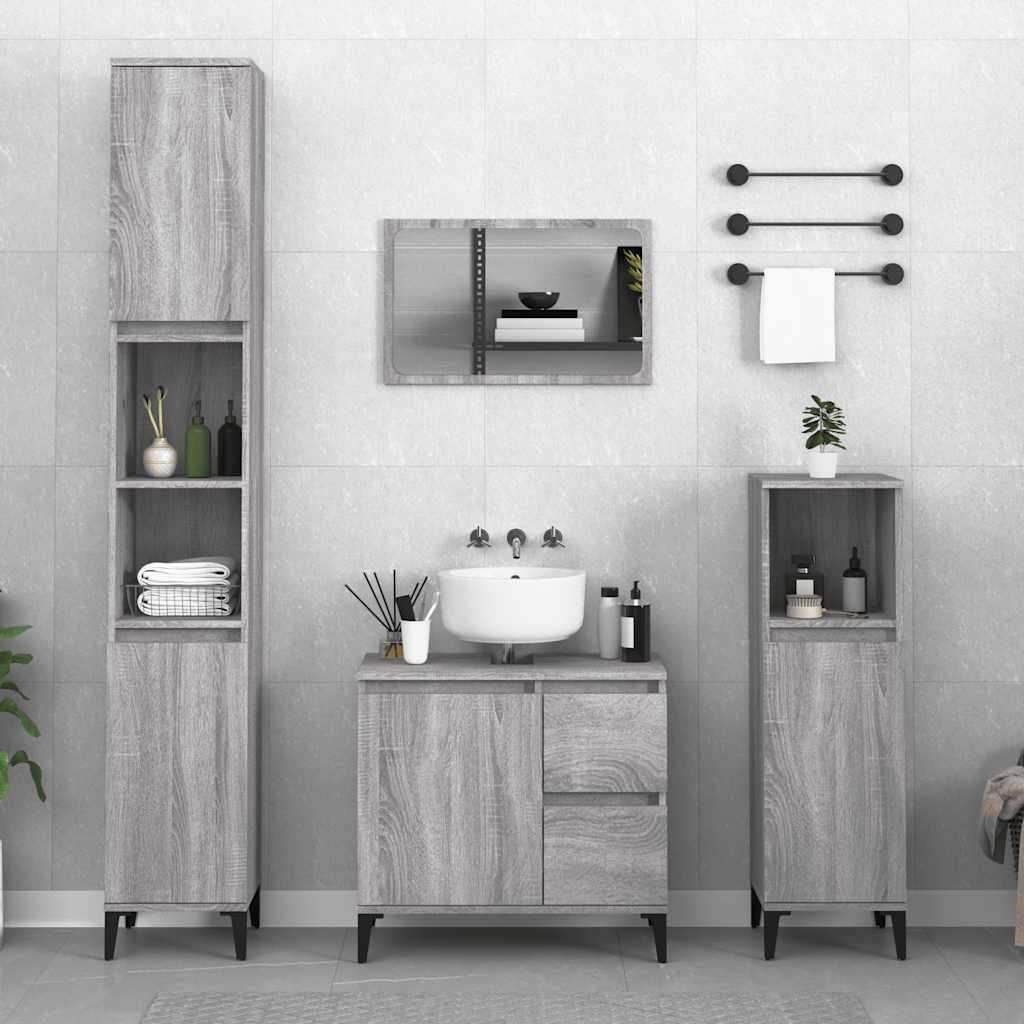 Bathroom Cabinet | Grey Sonoma | Engineered Wood, Metal | Standard