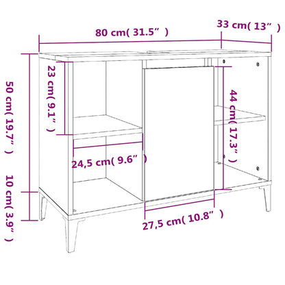 Sink Cabinet Black 80x33x60 cm Engineered Wood