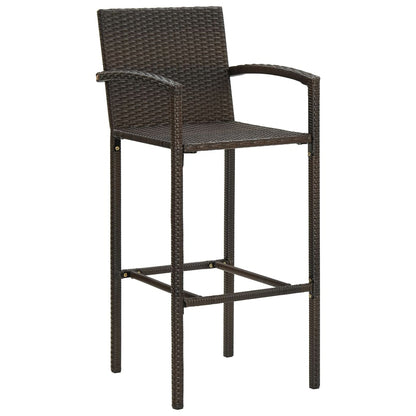 Bar Stools 2 pcs Brown Poly Rattan