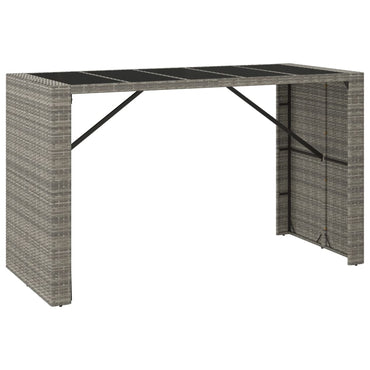 Bar Table with Glass Top Grey 185x80x110 cm Poly Rattan