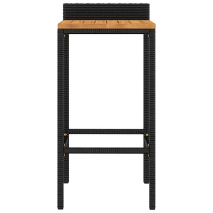 Bar Stools 2 pcs Black Poly Rattan and Solid Wood Acacia