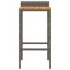 Bar Stools 2 pcs Grey Poly Rattan and Solid Wood Acacia