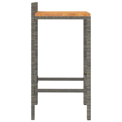 Bar Stools 2 pcs Grey Poly Rattan and Solid Wood Acacia