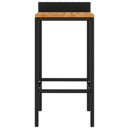 Bar Stools 4 pcs Black Poly Rattan and Solid Wood Acacia