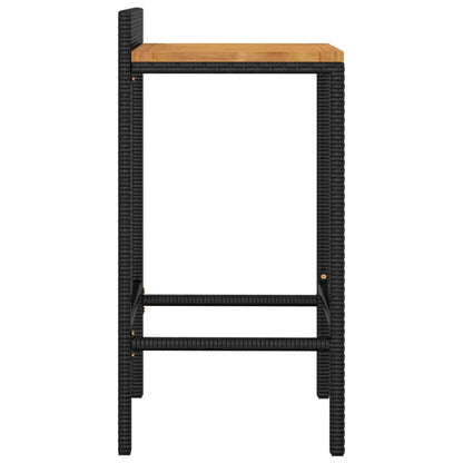 Bar Stools 4 pcs Black Poly Rattan and Solid Wood Acacia