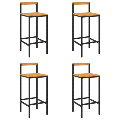 Bar Stools 4 pcs Black Poly Rattan and Solid Wood Acacia