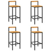 Bar Stools 4 pcs Black Poly Rattan and Solid Wood Acacia