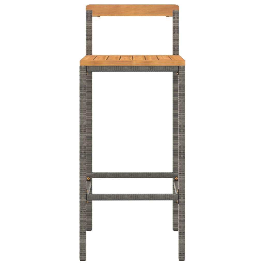 Bar Stools 4 pcs Grey Poly Rattan and Solid Wood Acacia