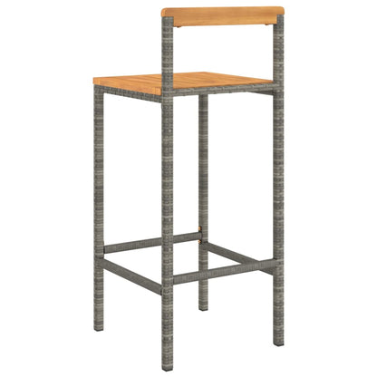 Bar Stools 4 pcs Grey Poly Rattan and Solid Wood Acacia