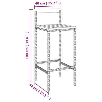 Bar Stools 4 pcs Grey Poly Rattan and Solid Wood Acacia