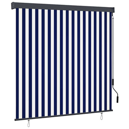 Roller Blind Blue and White 180 x 250 cm Fabric and Aluminum