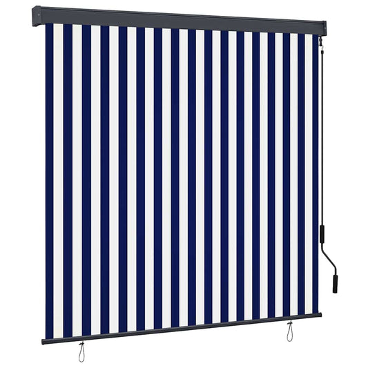 Roller Blind Blue and White 180 x 250 cm Fabric and Aluminum