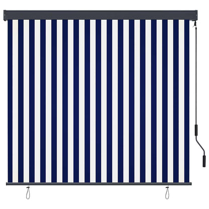 Roller Blind Blue and White 180 x 250 cm Fabric and Aluminum