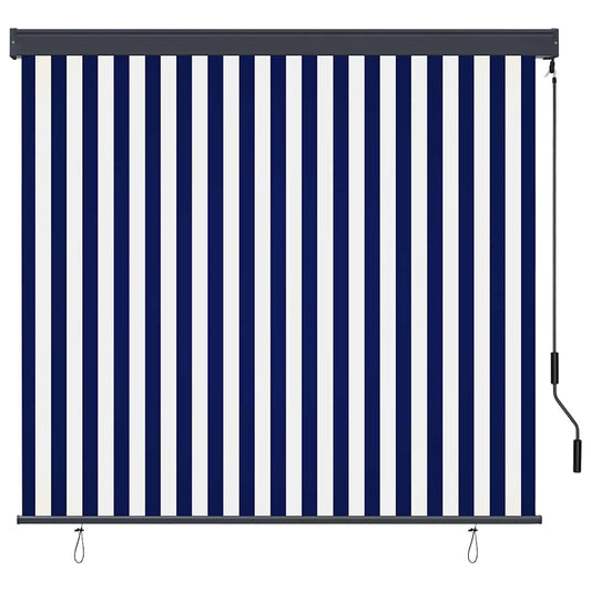 Roller Blind Blue and White 180 x 250 cm Fabric and Aluminum