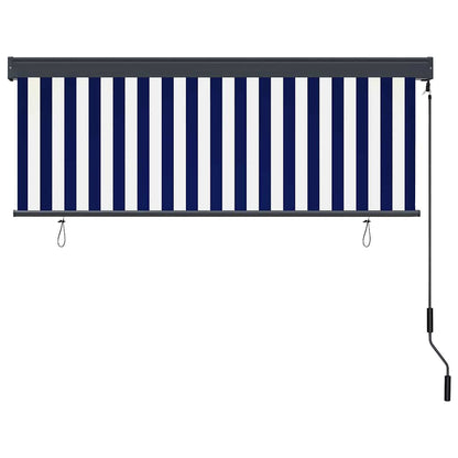 Roller Blind Blue and White 180 x 250 cm Fabric and Aluminum
