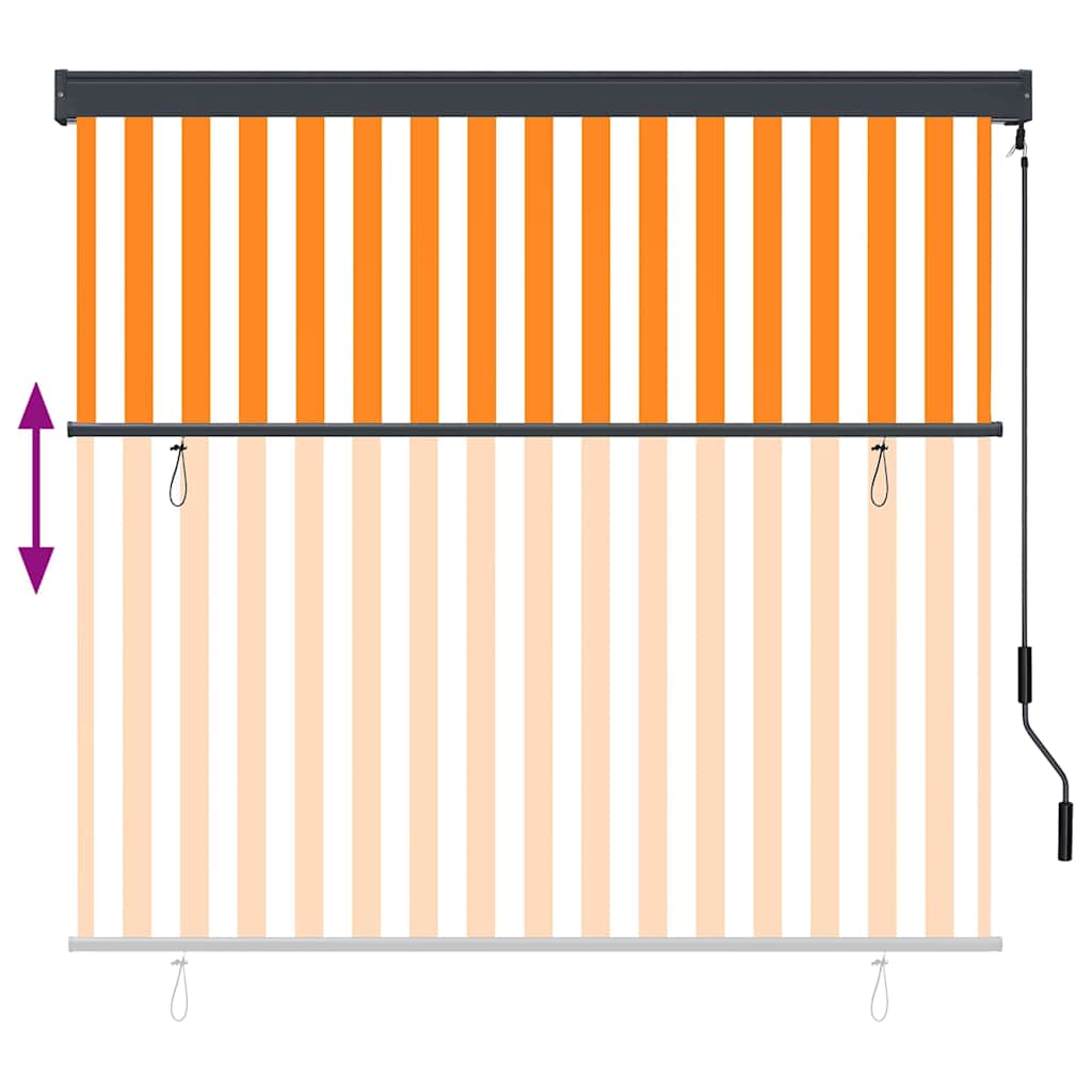 Roller Blind White and Orange 180 x 250 cm Fabric and Aluminum