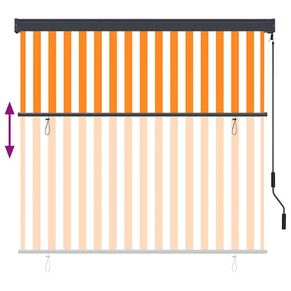 Roller Blind White and Orange 180 x 250 cm Fabric and Aluminum