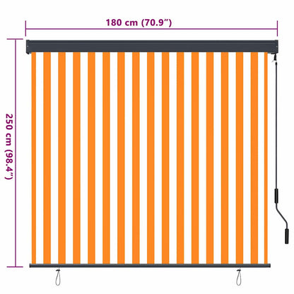 Roller Blind White and Orange 180 x 250 cm Fabric and Aluminum