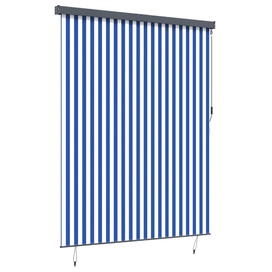 Roller Blind Blue and White 220 x 250 cm Fabric and Aluminum