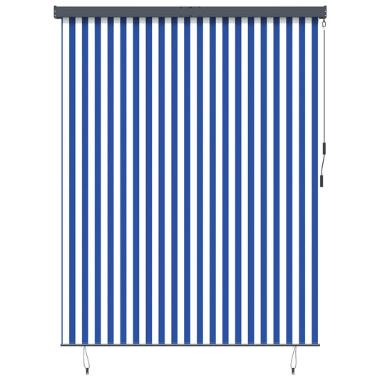 Roller Blind Blue and White 220 x 250 cm Fabric and Aluminum
