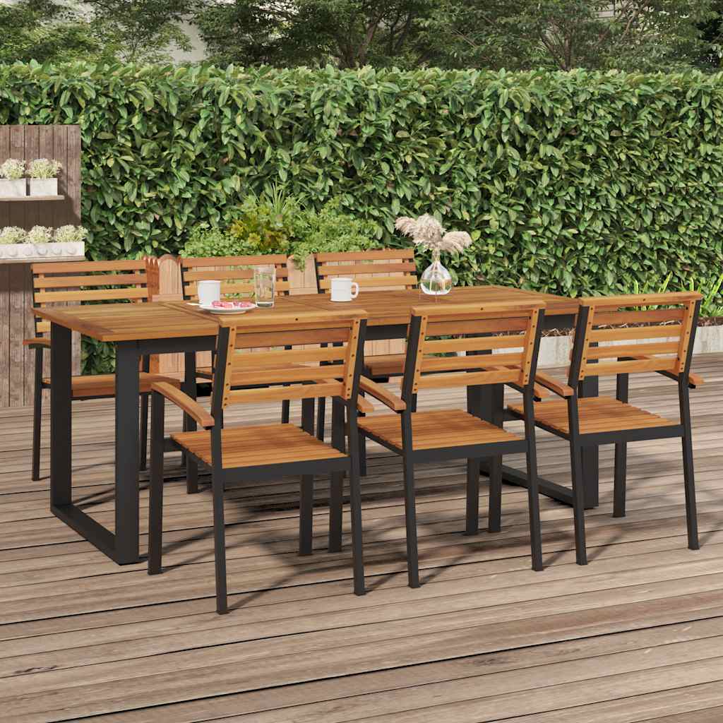 Garden Table | Brown | Solid Acacia wood | 200x90x75 cm | Industrial