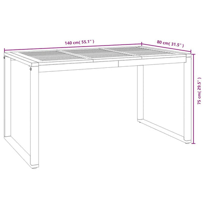 Garden Table with U-shaped Legs 140x80x75 cm Solid Wood Acacia