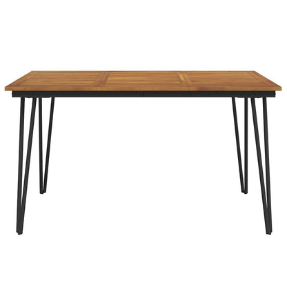 Garden Table with Hairpin Legs 140x80x75 cm Solid Wood Acacia