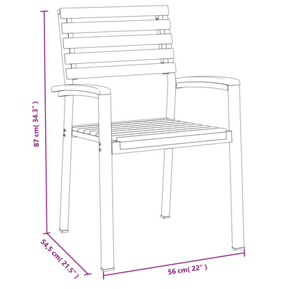 Stackable Garden Chair |  Set of 2 | Natural wood and black metal