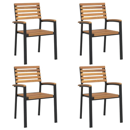 Stackable Garden Chair | Set of 4 | Brown, Black