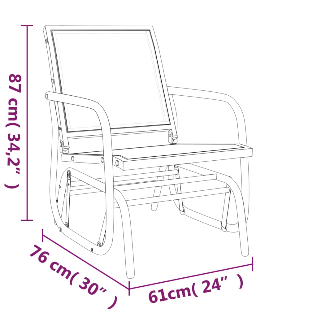 Garden Glider Chair Black 61x76x87 cm Textilene&Steel
