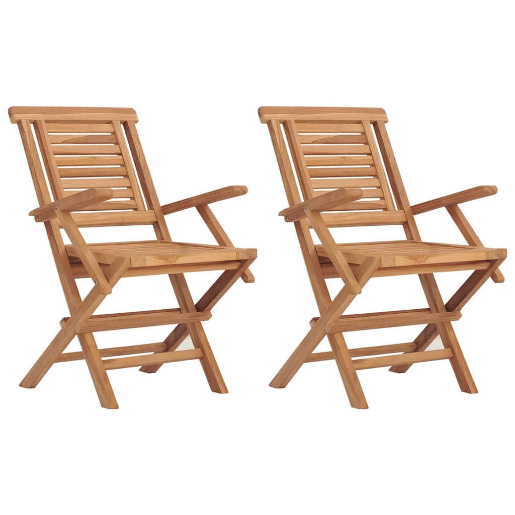 Folding Garden Chair | Set of 2 | Natural teak | Solid teak wood | Medium