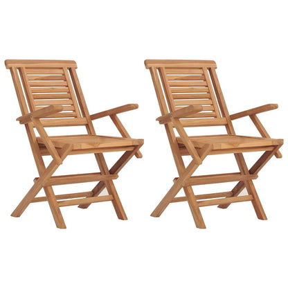 Folding Garden Chair | Set of 2 | Natural teak | Solid teak wood | Medium