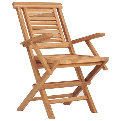 Folding Garden Chair | Set of 2 | Natural teak | Solid teak wood | Medium