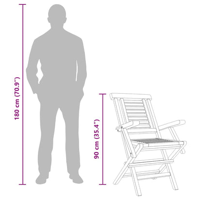 Folding Garden Chair | Set of 2 | Natural teak | Solid teak wood | Medium