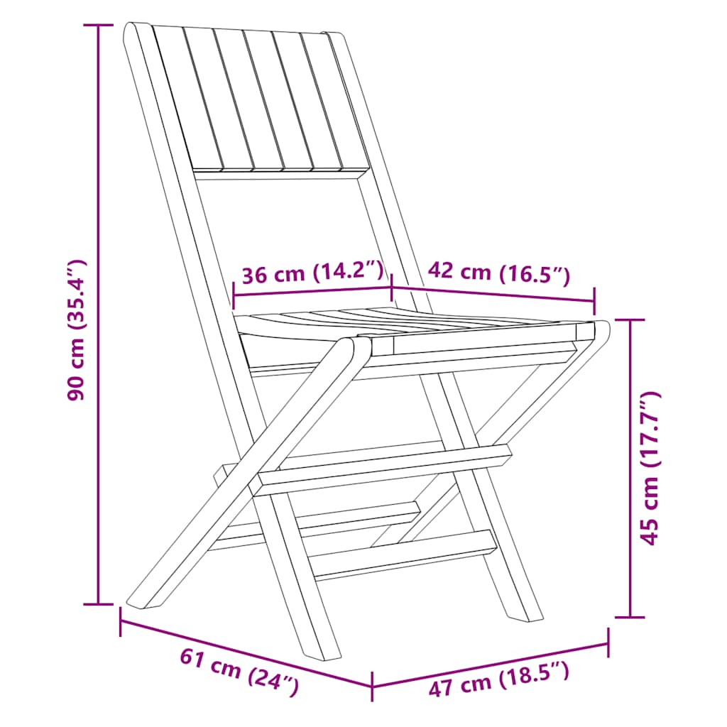 Folding Garden Chair | Set of 2 | Teak | Solid Teak Wood | Regular
