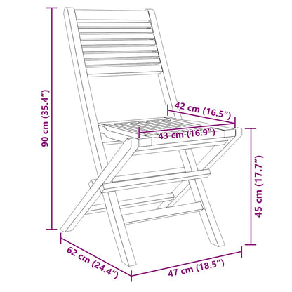 Folding Garden Chair | Set of 2 | Natural Wood | Solid Teak Wood | Medium