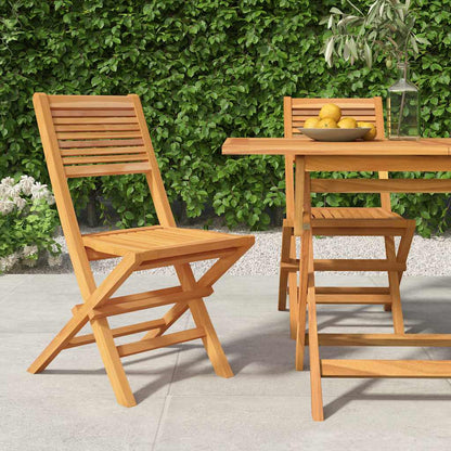 Folding Garden Chair | Set of 2 | Natural Wood | Solid Teak Wood | Medium