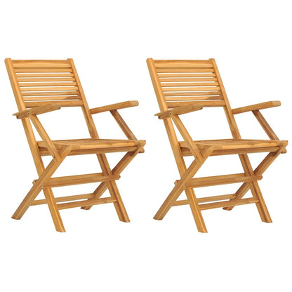 Folding Garden Chair | Set of 2 | Natural Teak | Solid teak wood