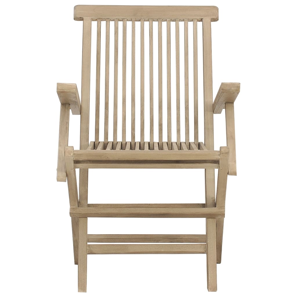 Folding Patio Chairs 2 pcs Gray 22"x24"x35" Solid Wood Teak