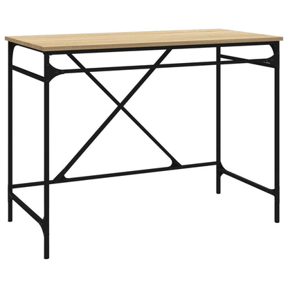 Desk Sonoma Oak 100x50x75 cm Engineered Wood and Iron