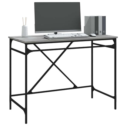 Desk Grey Sonoma 100x50x75 cm Engineered Wood and Iron