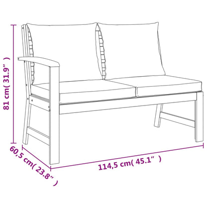 6 Piece Patio Dining Set with Cushions Solid Wood Acacia