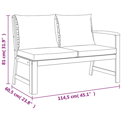 6 Piece Patio Dining Set with Cushions Solid Wood Acacia