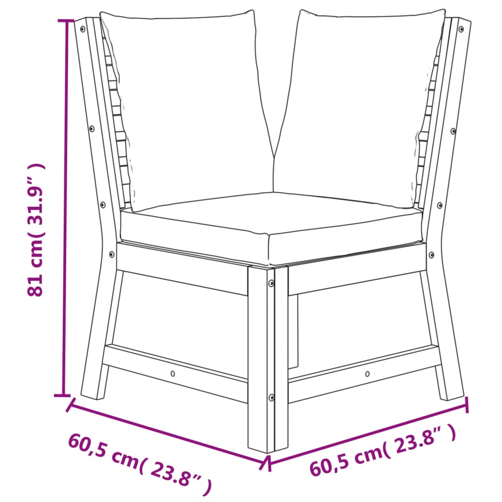 6 Piece Patio Dining Set with Cushions Solid Wood Acacia