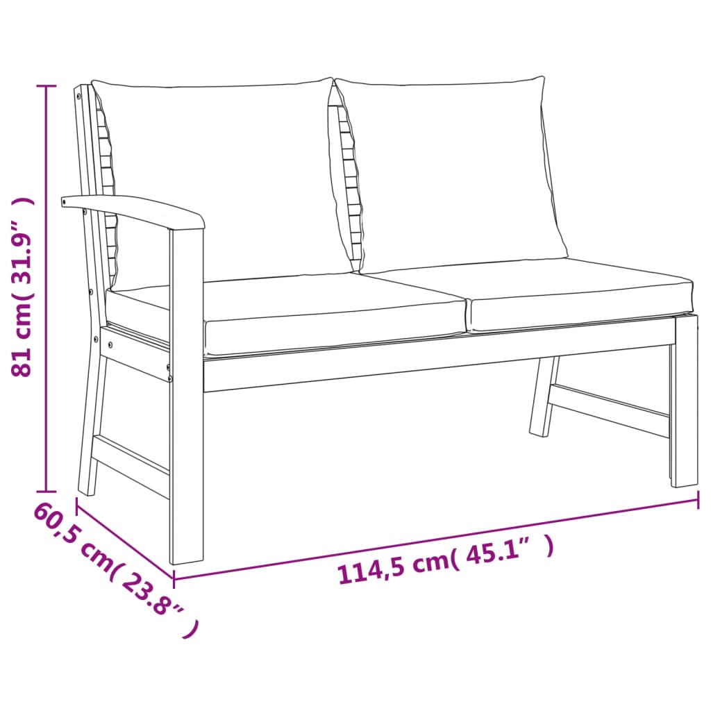 7 Piece Patio Dining Set with Cushions Solid Wood Acacia