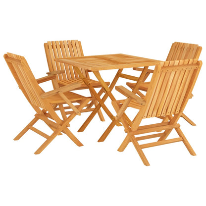 Garden Dining Set | Brown | Solid Teak Wood | 5 Piece Set | Foldable