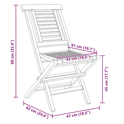 Folding Garden Chair | Set of 8 | Teak | Solid teak wood | Medium